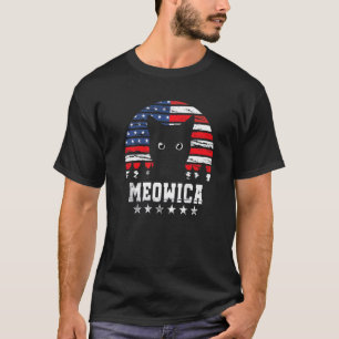 Meowica 4th Of July Cat American Flag Women Men T-Shirt
