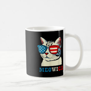 Meowica 4th Of July Cat Sungles American Usa Flag  Coffee Mug