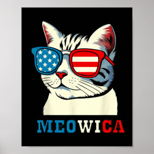 Meowica 4th Of July Cat Sungles American Usa Flag Poster