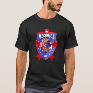 Meowica 4th Of July Independence Day Patriotic Cat T-Shirt