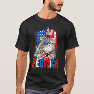 Meowica 4th Of July Patriotic Cat American Flag T-Shirt