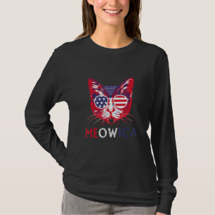 Meowica 4th Of July With Usa American Flag T-Shirt