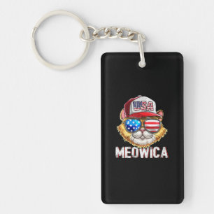 Meowica American Flag Cat 4Th Of July Trucker Key Ring