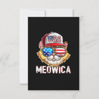 Meowica American Flag Cat 4Th Of July Trucker RSVP Card