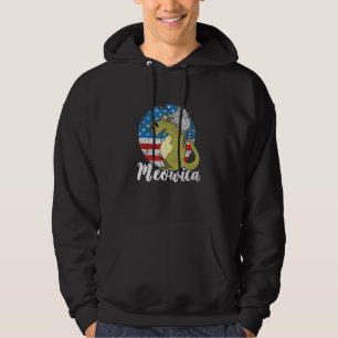Meowica American Flag Cat And Dinosaur Patriot T-R Hoodie
