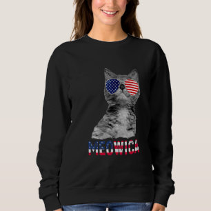 Meowica American Flag Cat Sunglasses 4th Of July Sweatshirt