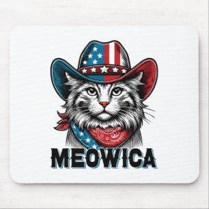 Meowica American Flag Funny 4th Of July Patriotic  Mouse Pad