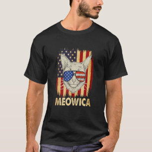 Meowica Cat 4h Of July Merica Men Women Usa Americ T-Shirt