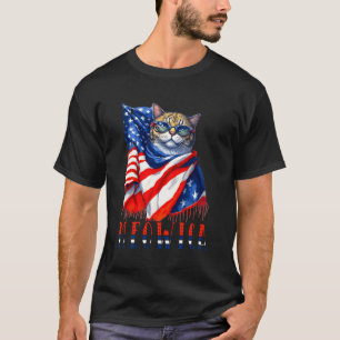 Meowica Cat 4Th July Sunglasses Merica Cat America T-Shirt