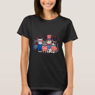Meowica cat 4th of july american flag patriotic T-Shirt