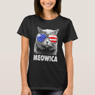 Meowica Cat 4th Of July Merica Men Women Usa Ameri T-Shirt