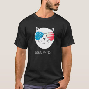 Meowica Cat 4th Of July Merica Men Women Usa Ameri T-Shirt