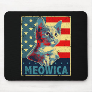 Meowica cat 4th of july patriotic american flag mouse pad