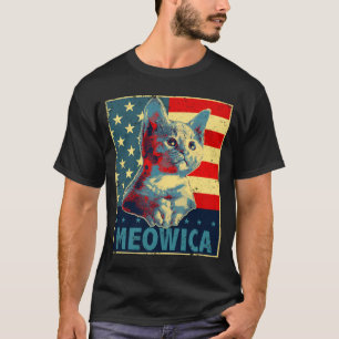 Meowica cat 4th of july patriotic american flag T-Shirt