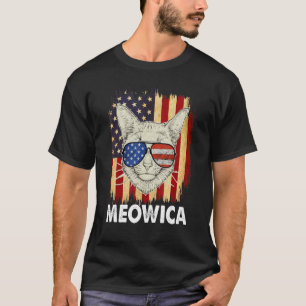 Meowica Cat 4th Of July Patriotic American Flag Wo T-Shirt