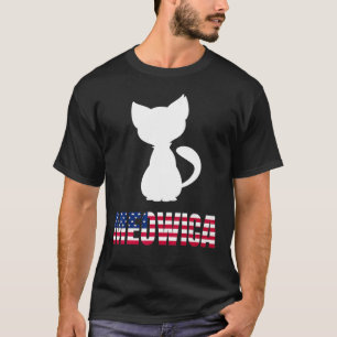 Meowica Cat American Flag Patriotic T-Shirt