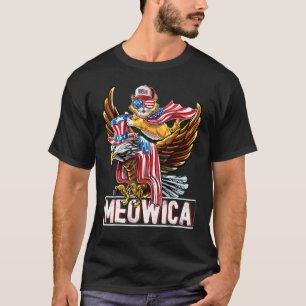 Meowica Cat Bald Eagle 4th Of July Patriotic Ameri T-Shirt