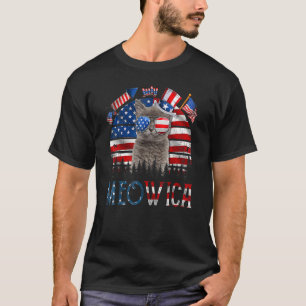 Meowica Cat Fourth 4th Of July Patriotic Usa Ameri T-Shirt