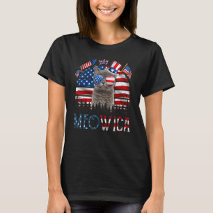 Meowica Cat Fourth 4th Of July Patriotic Usa Ameri T-Shirt