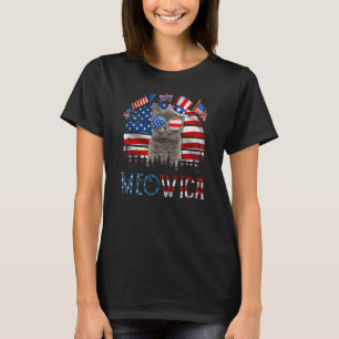 Meowica Cat Fourth 4th Of July Patriotic Usa Ameri T-Shirt