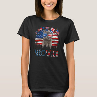 Meowica Cat Fourth 4th Of July Patriotic Usa Ameri T-Shirt