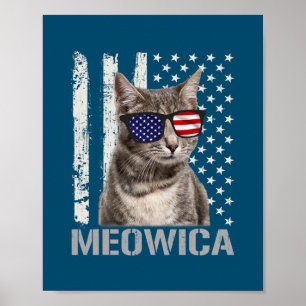 Meowica Cat Fourth 4th of July Patriotic USA Poster