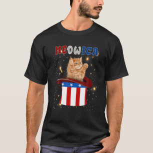 Meowica Cat Kitten 4Th Of July American Flag Fourt T-Shirt