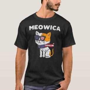 Meowica Cat Kitten American Flag Usa Pet 4th Of Ju T-Shirt