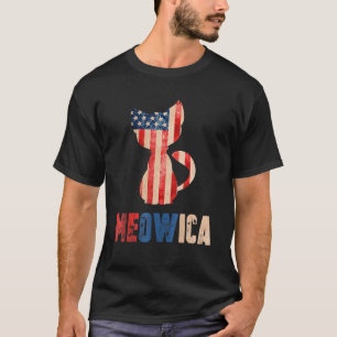 Meowica Cat Kitty American Flag 4th Of July Patri T-Shirt