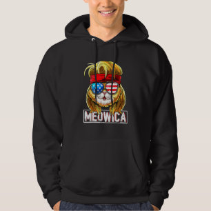 Meowica Cat Mullet American Flag Patriotic 4th Of Hoodie