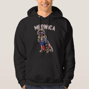 Meowica Cat Mullet American Flag Patriotic 4th Of Hoodie