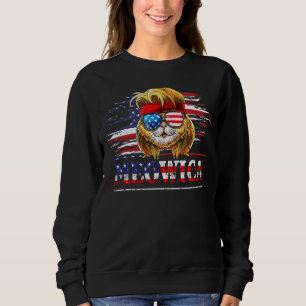 Meowica Cat Mullet American Flag Patriotic 4th Of Sweatshirt
