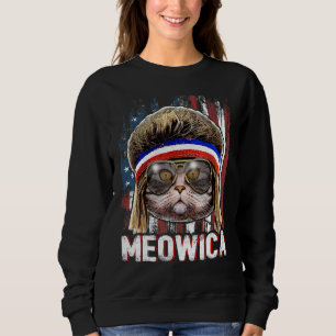 Meowica Cat Mullet American Flag Patriotic 4th Of Sweatshirt