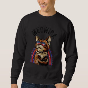 Meowica Cat Mullet American Flag Patriotic 4th Of Sweatshirt