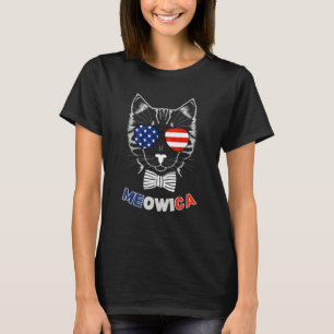 Meowica Cat Mullet American Flag Patriotic 4th Of T-Shirt