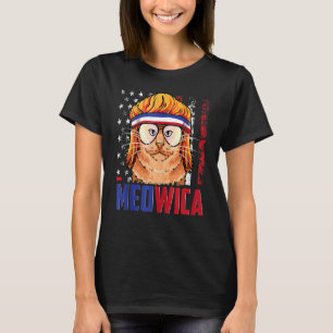 Meowica Cat Mullet American Flag Patriotic 4th Of T-Shirt