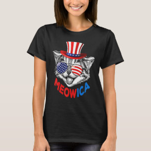 Meowica Cat Patriotic July 4th American Flag USA G T-Shirt