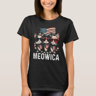 Meowica Cat Sunglasses American Flag 4th of July M T-Shirt
