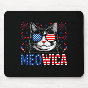 Meowica cat sunglasses merica 4th of july usa mouse pad