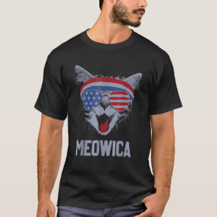 MEOWICA Cat Sunglasses Merica Cat American Flag 4t T-Shirt