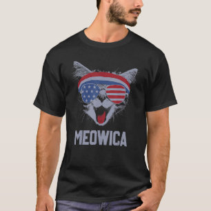 MEOWICA Cat Sunglasses Merica Cat American Flag 4t T-Shirt