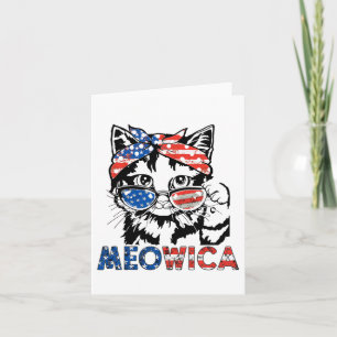 Meowica Cat Sungles American Flag 4th Of July Meri Card