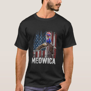Meowica Cat Uncle Sam Eagle American Flag 4th of J T-Shirt