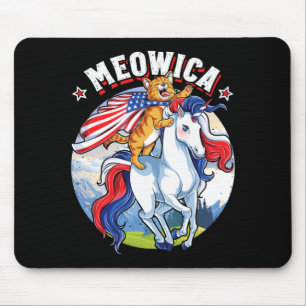 Meowica Cat Unicorn 4th Of July Mouse Pad