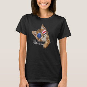 Meowica Cute Cat Kitten Usa Flag Sunglusses 4th Of T-Shirt
