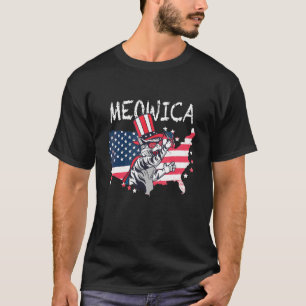 Meowica Fourth July Patriotic Cat Independence Day T-Shirt