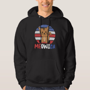 Meowica Funny Cat 4th Of July American Flag Hoodie