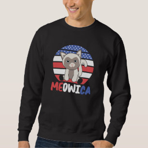Meowica Funny Cat 4th Of July American Flag Sweatshirt