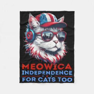 Meowica Independence For Cats Too 4th Of July Cat Fleece Blanket