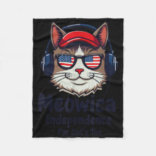 Meowica Independence For Cats Too Patriotic Cat De Fleece Blanket